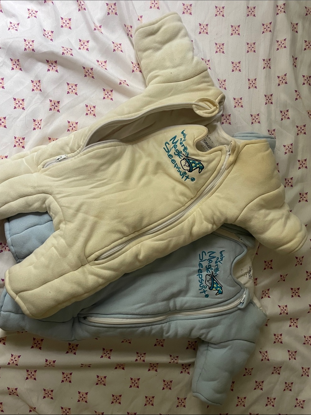 Baby Merlin’s Magic Sleepsuit (2) - Cream and Light Blue